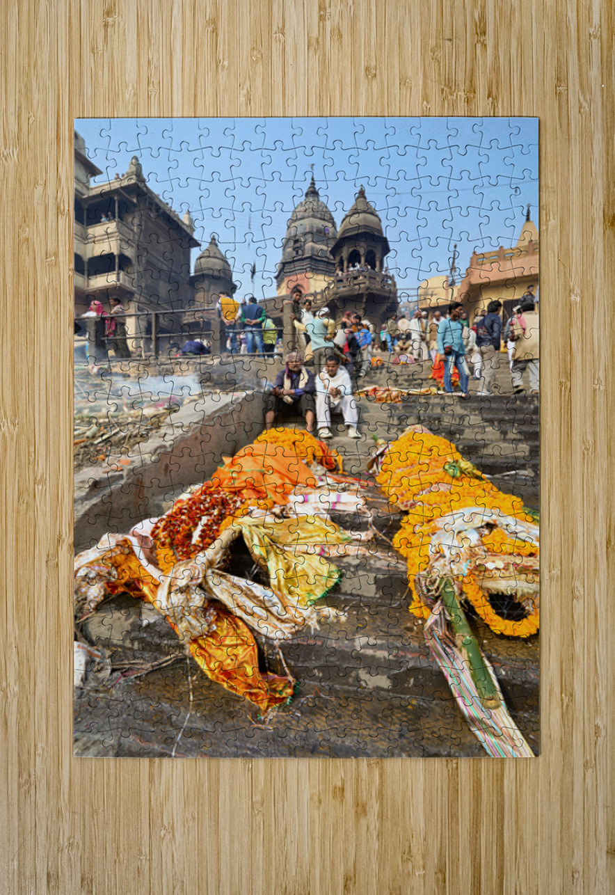 Cremation rites along the river Ganges in Varanasi India Marco Brivio Puzzle printing