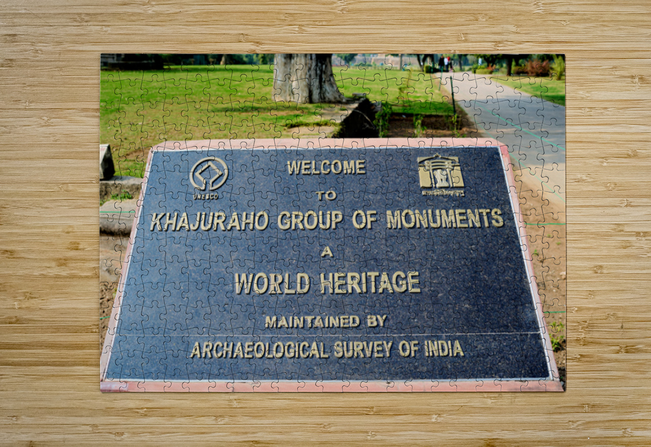 Welcome sign at Khajuraho Group of Monuments in Madhya Pradesh Marco Brivio Puzzle printing