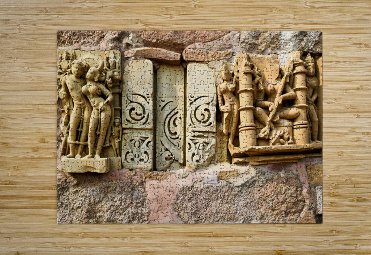 Sculptures on Hindu temples in Khajuraho Madhya Pradesh India Marco Brivio Puzzle printing
