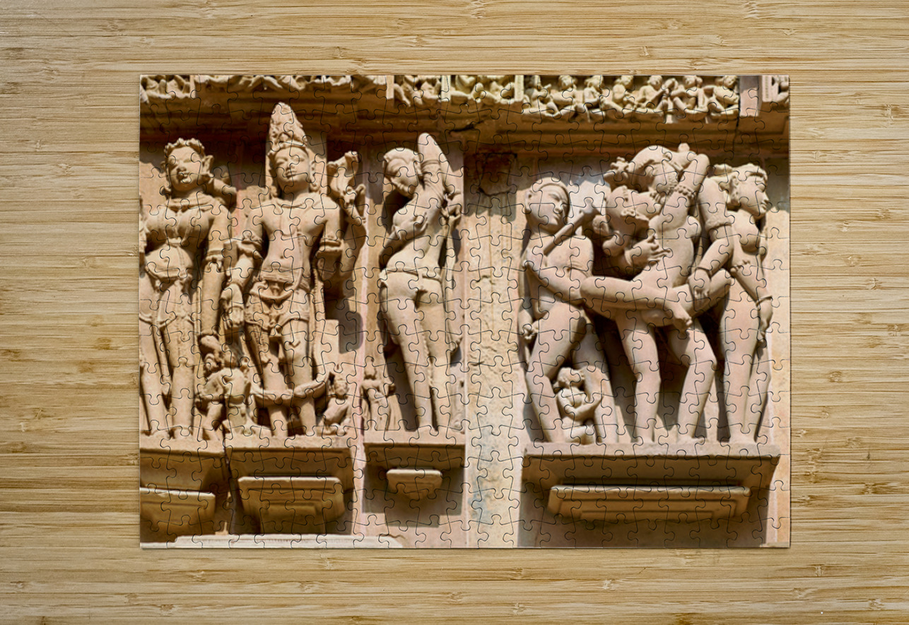 Hindu temples in Khajuraho show ancient art of erotic sculptures Marco Brivio Puzzle printing