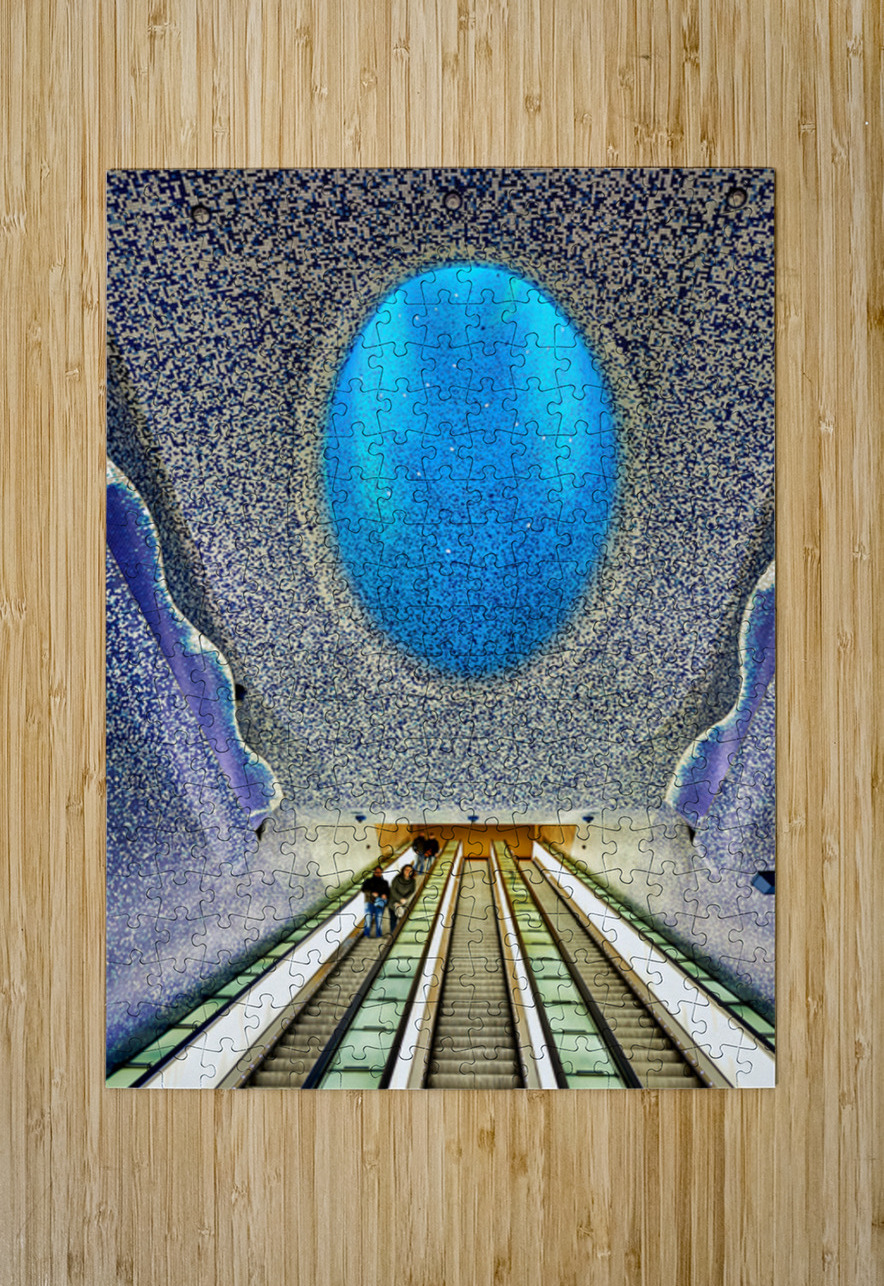 People travel down escalators at Toledo station in Naples Metro Marco Brivio Puzzle printing