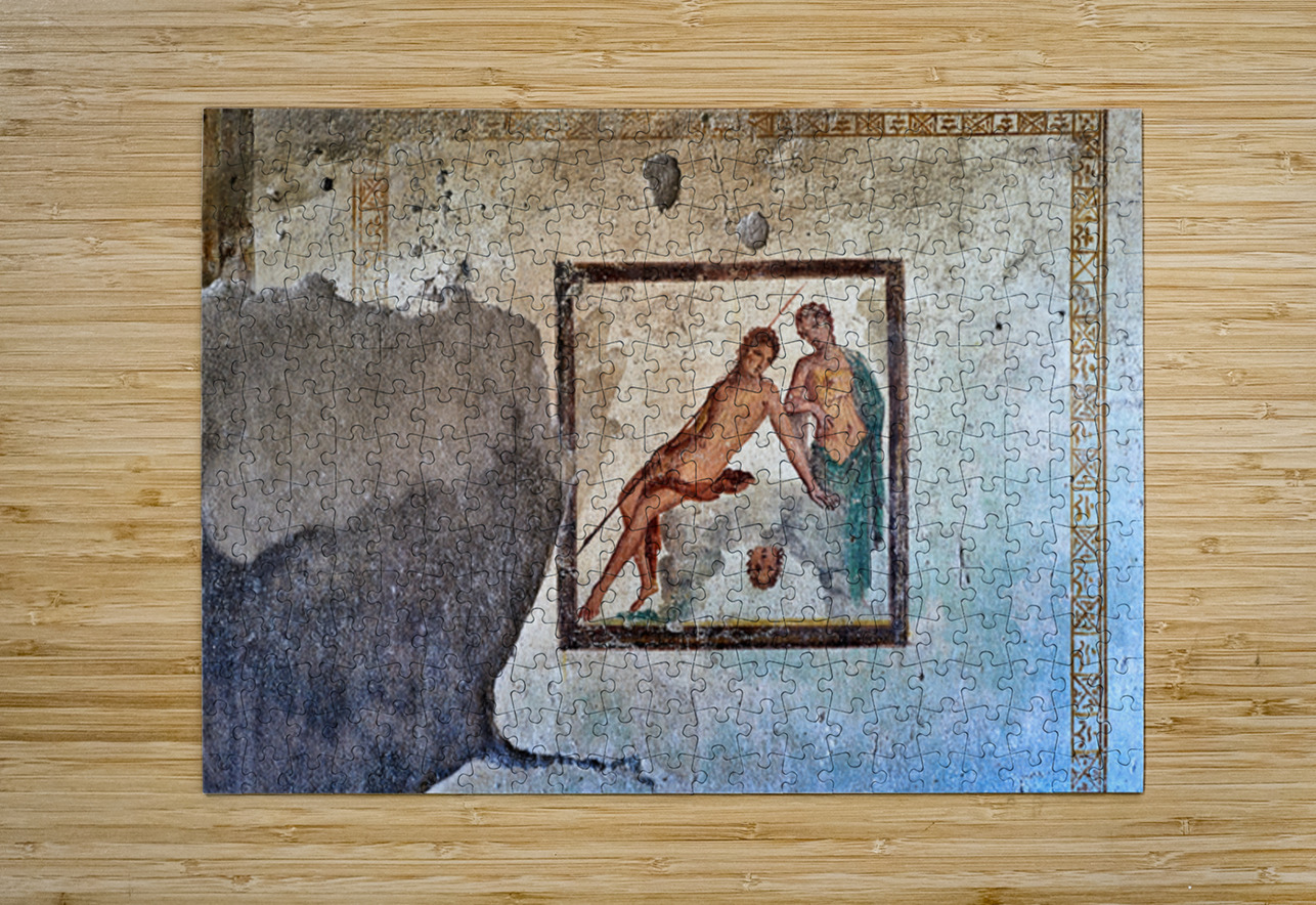 Ancient mural from Pompeii shows figures in a dramatic scene Marco Brivio Puzzle printing