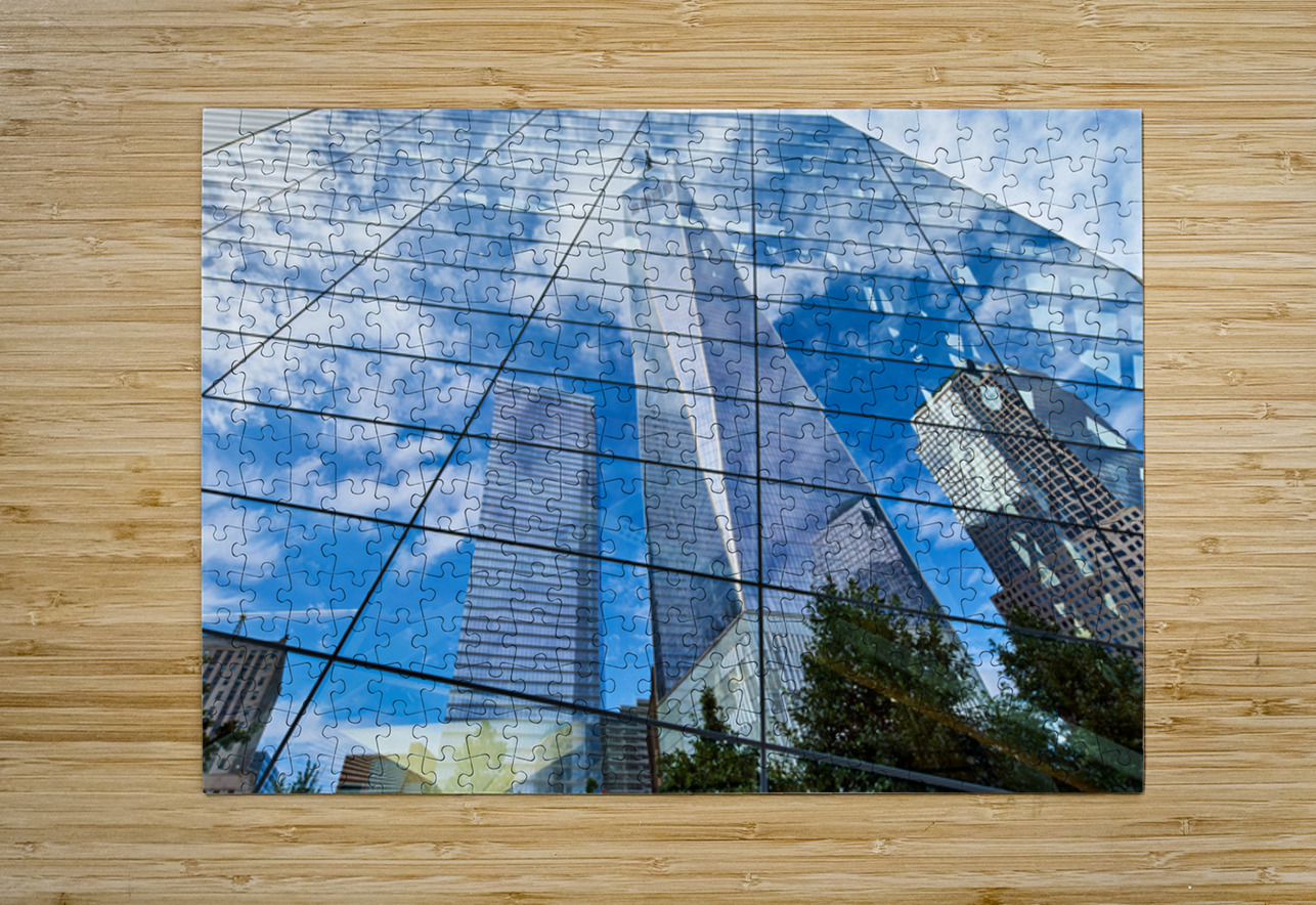 Reflections of one world trade center in manhattan Marco Brivio Puzzle printing