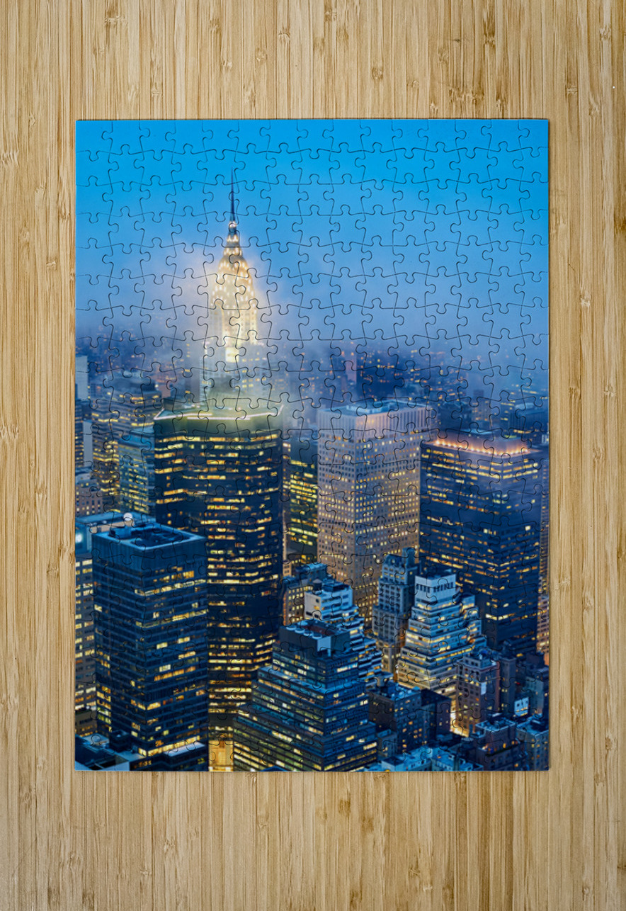 Aerial view of Manhattan skyline at dusk with Chrysler Building Marco Brivio Puzzle printing