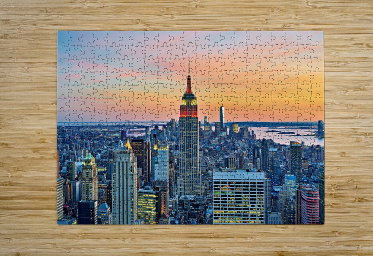 Aerial view of Empire State Building at sunset in New York City Marco Brivio Puzzle printing