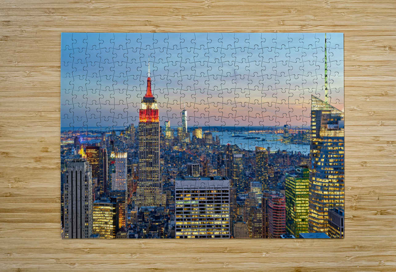Manhattan aerial view showing Empire State Building at sunset Marco Brivio Puzzle printing