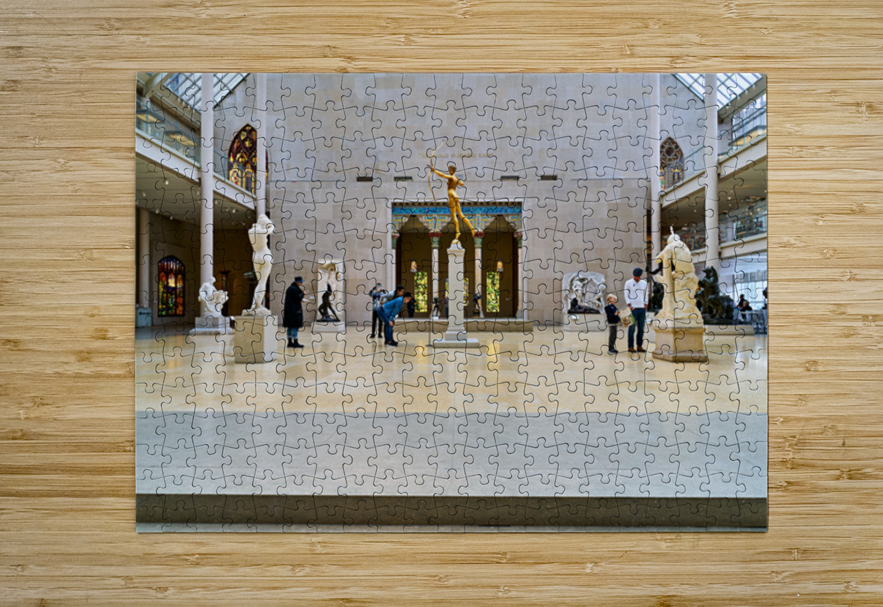 Visitors explore Engelhard Court at the Met in Manhattan Marco Brivio Puzzle printing