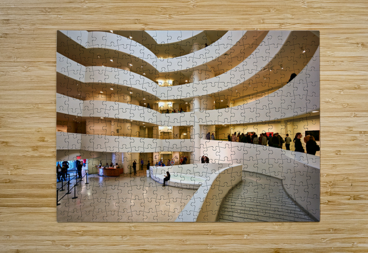 Visitors explore interior of Solomon R. Guggenheim Museum in New Marco Brivio Puzzle printing