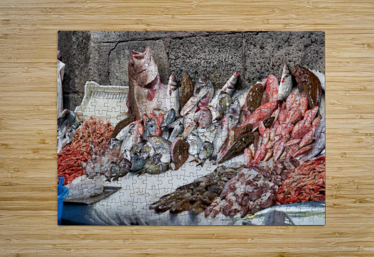 Fresh seafood display at Piscaria market in Catania Sicily Marco Brivio Puzzle printing