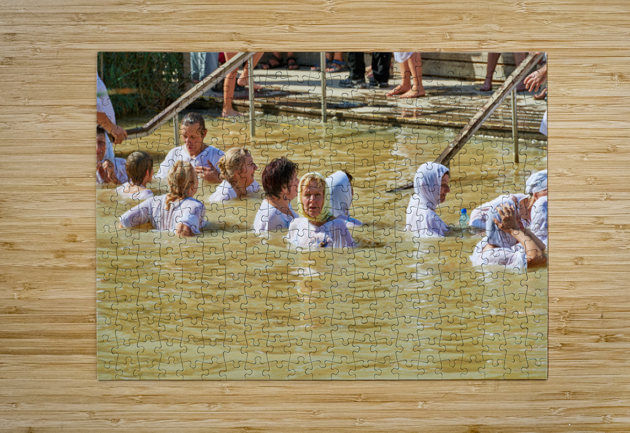 Visitors participate in baptism ceremony at Jordan River site Marco Brivio Puzzle printing