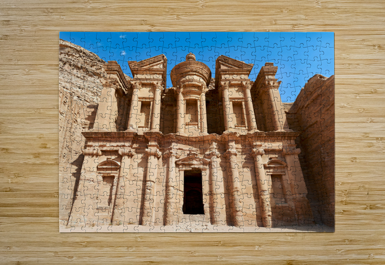 Visit to the Monastery at Petra in Jordan under clear blue sky Marco Brivio Puzzle printing