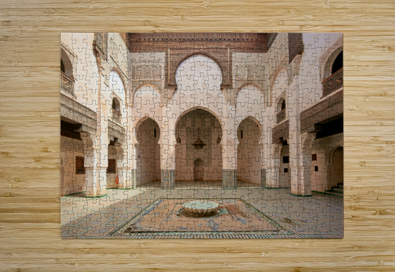 Exploring Al Attarine Madrasa in Fez Morocco during the day Marco Brivio Puzzle printing