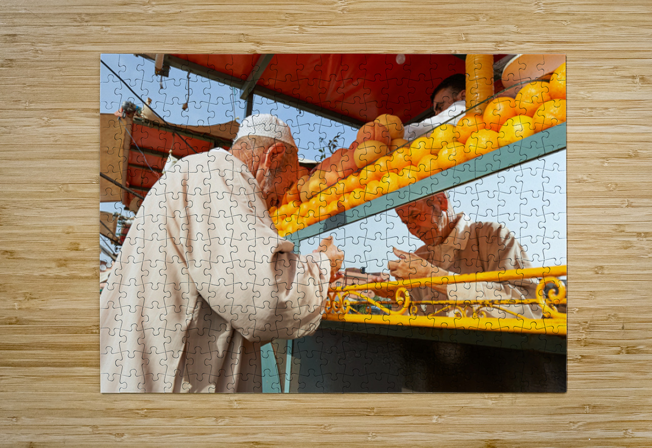Fresh orange juice stall in Djema el Fnaa square in Marrakesh M Marco Brivio Puzzle printing