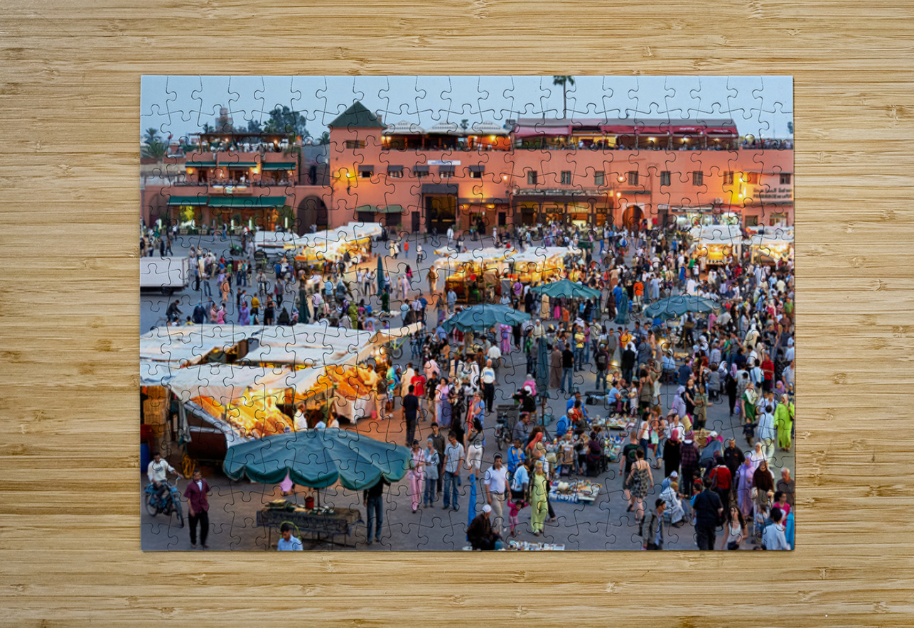 Sunset scene at Djema el Fna square in Marrakesh Morocco Marco Brivio Puzzle printing
