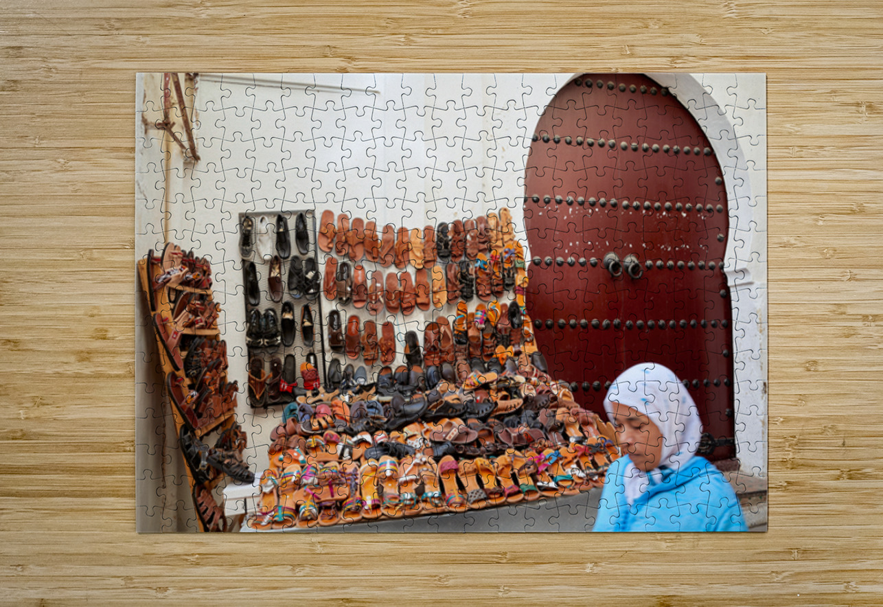 Moroccan slippers for sale in the Medina of Fez Marco Brivio Puzzle printing