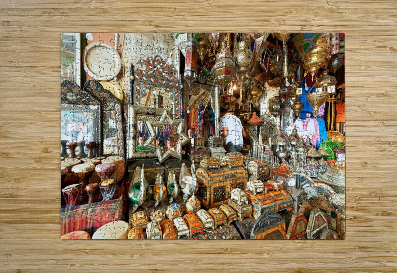 Exploring a souvenir shop in the old town of Marrakesh Morocco Marco Brivio Puzzle printing