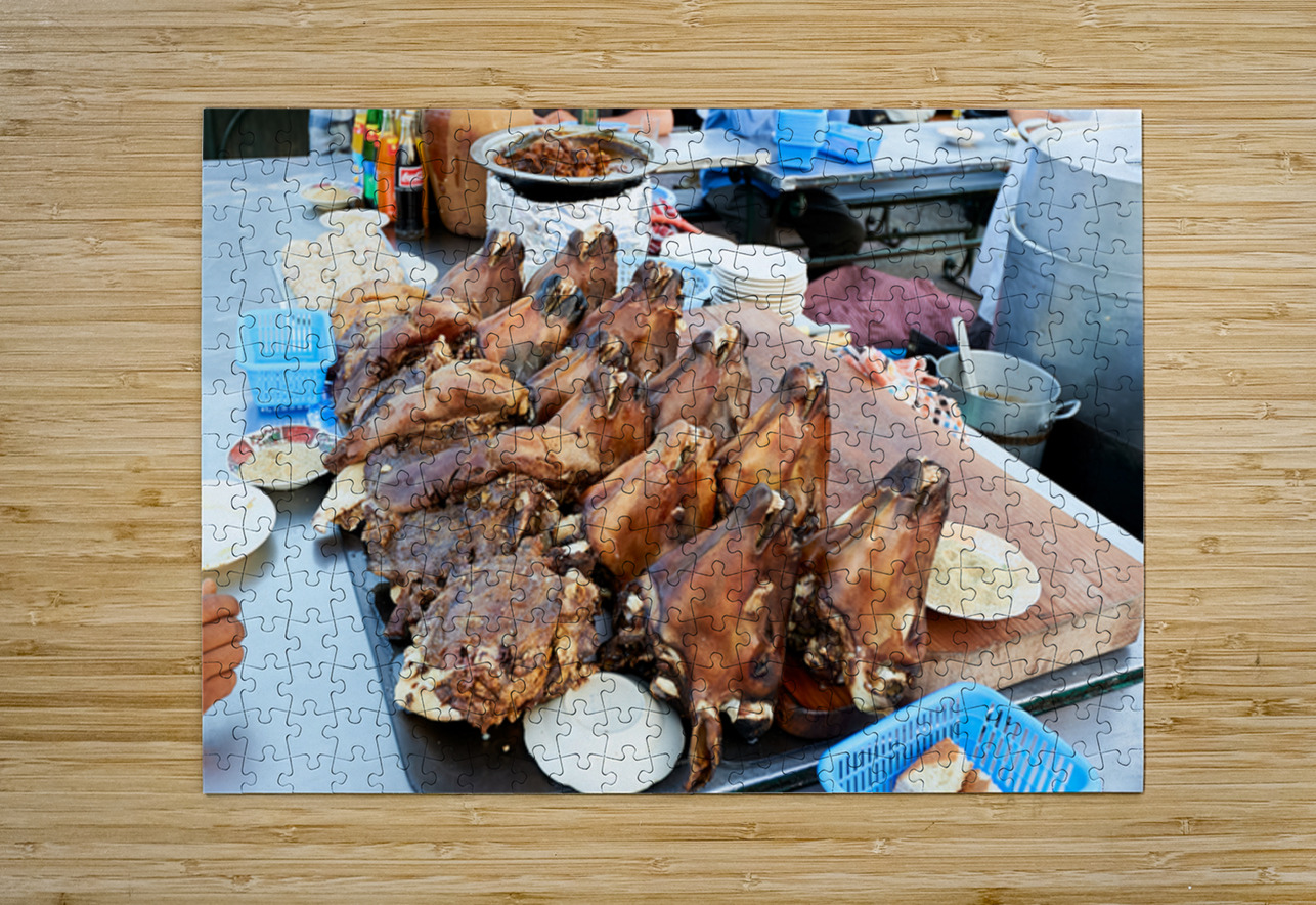 Goat heads ready to serve in Marrakeshs Djema el Fna Marco Brivio Puzzle printing