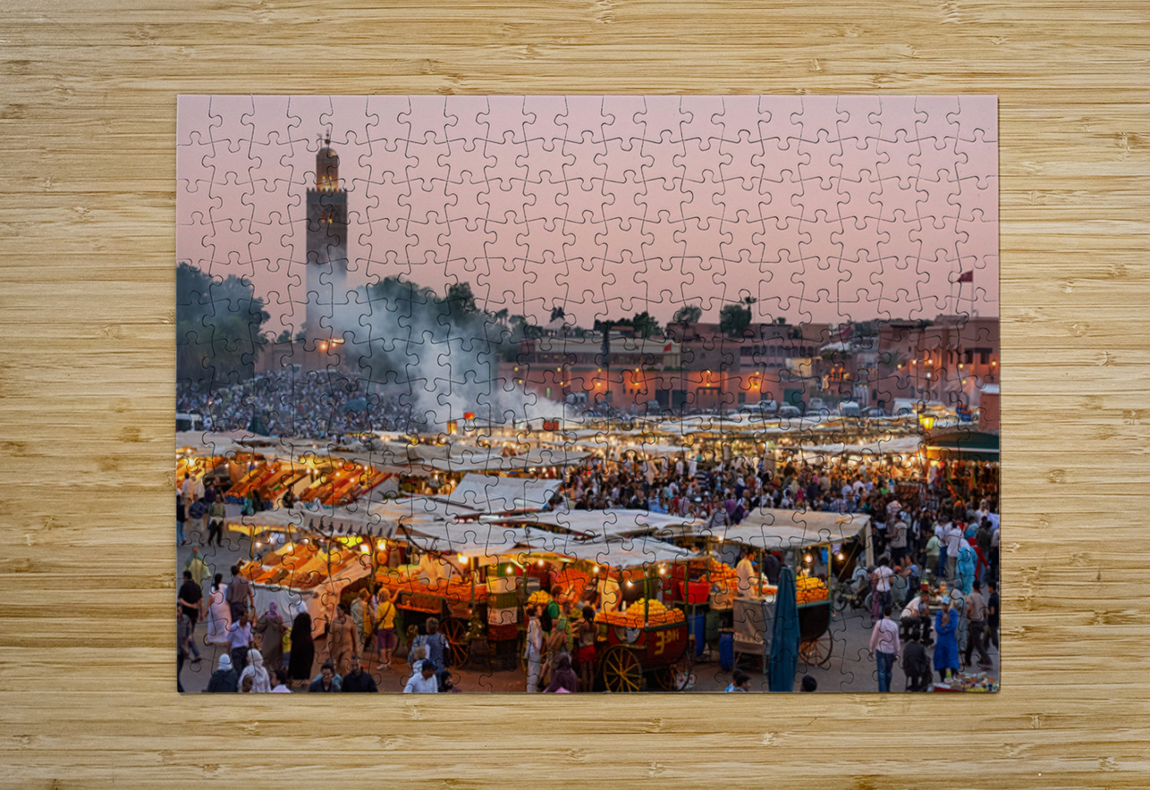 Sunset at Djema el Fna square in Marrakesh Morocco Marco Brivio Puzzle printing