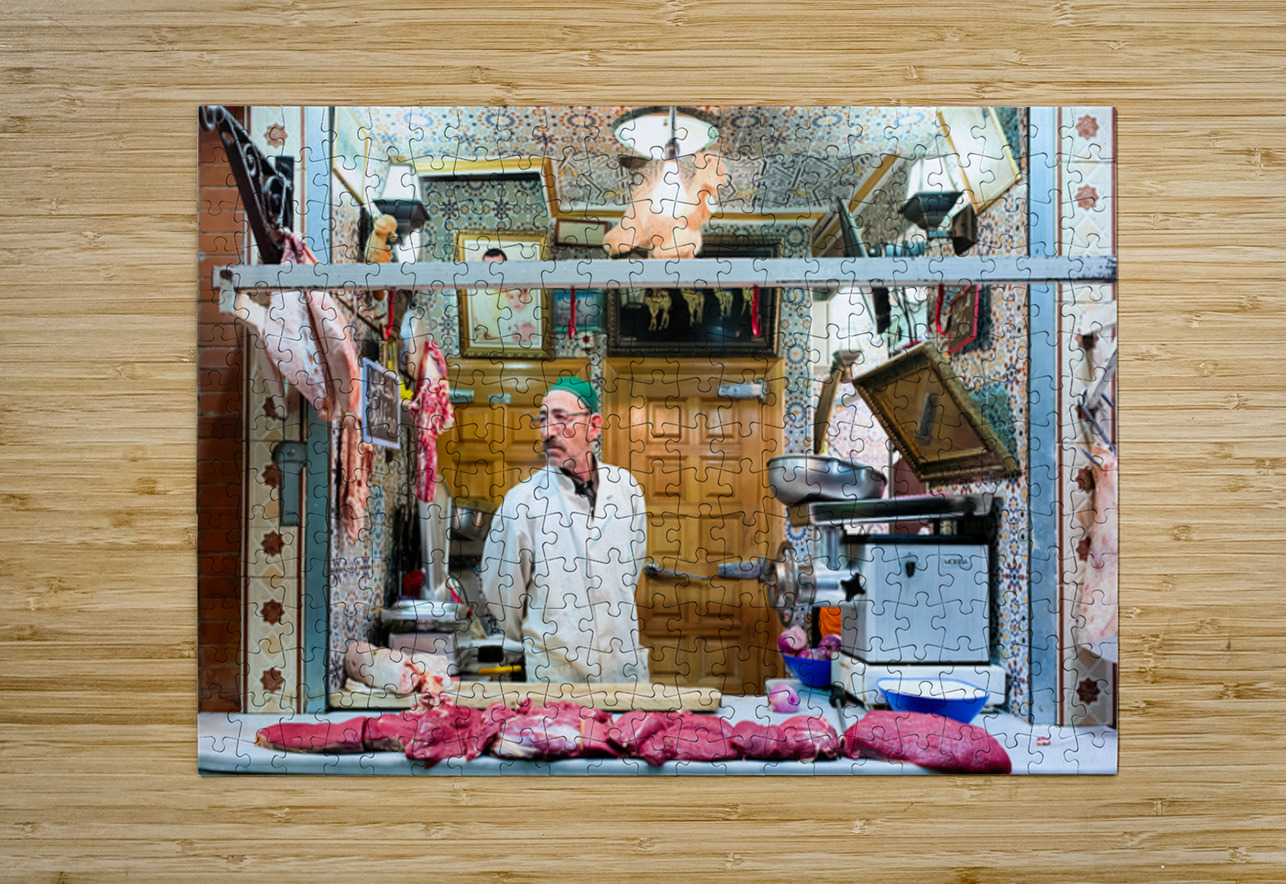 Butcher sells camel meat in the souk of Meknes Morocco Marco Brivio Puzzle printing