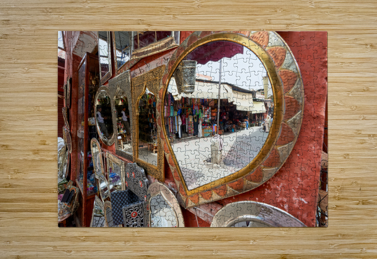 Life in the souk of Marrakesh showing local shops and items Marco Brivio Puzzle printing