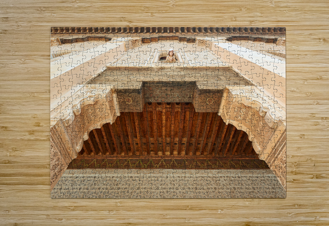 Child looks out from window of Madrasa Ben Youssef in Marrakesh Marco Brivio Puzzle printing