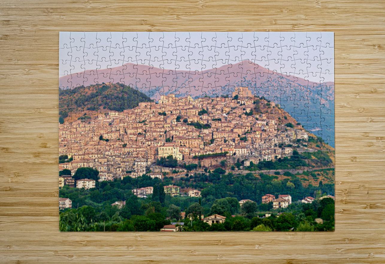 Panorama of Morano Calabro town at sunrise in Calabria Italy Marco Brivio Puzzle printing