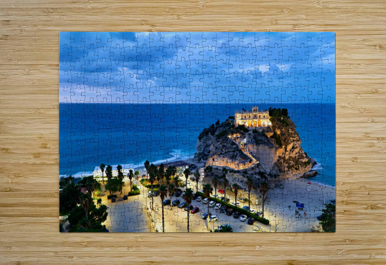 Santa Maria dellIsola Monastery in Tropea Calabria during dusk Marco Brivio Puzzle printing