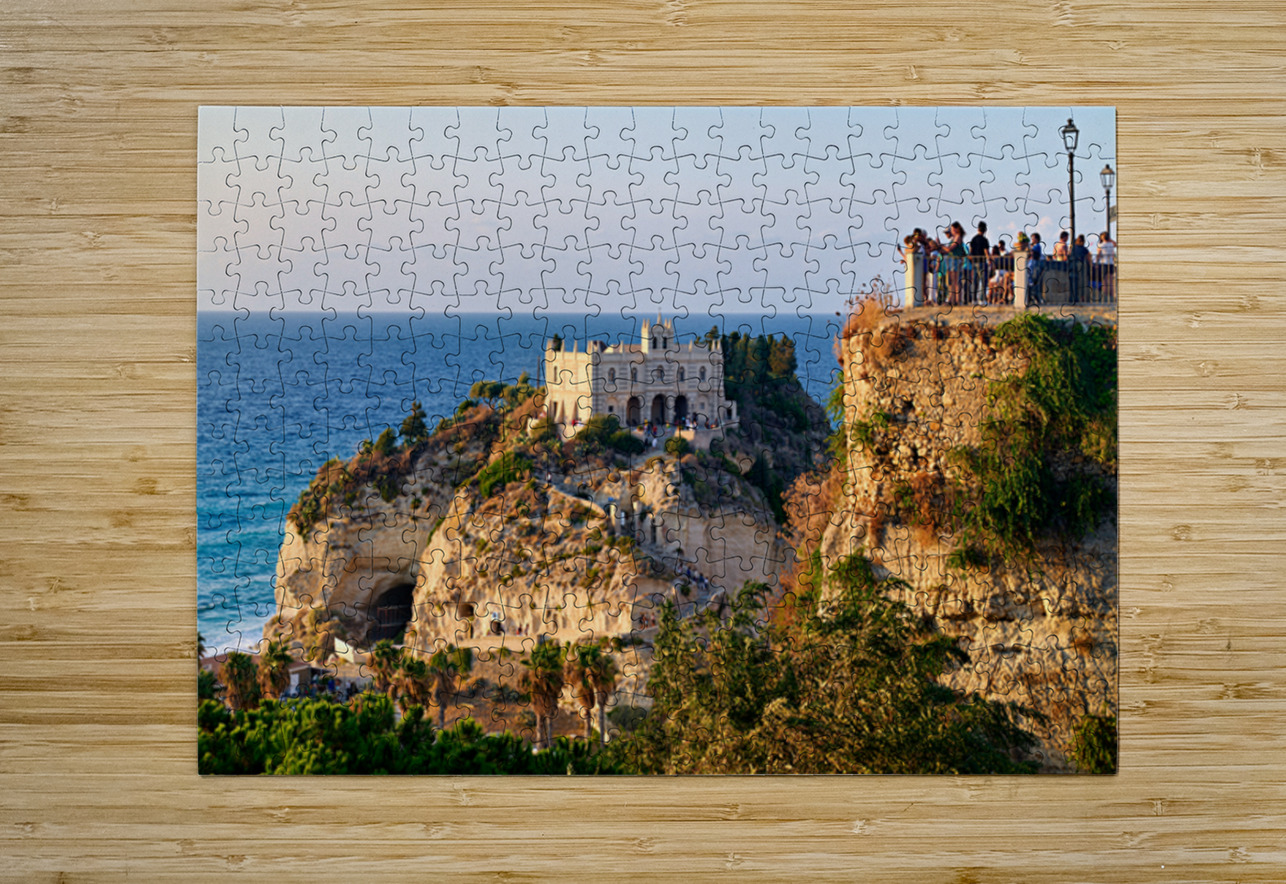 Tourists view Santa Maria dellIsola Monastery in Tropea Calabri Marco Brivio Puzzle printing