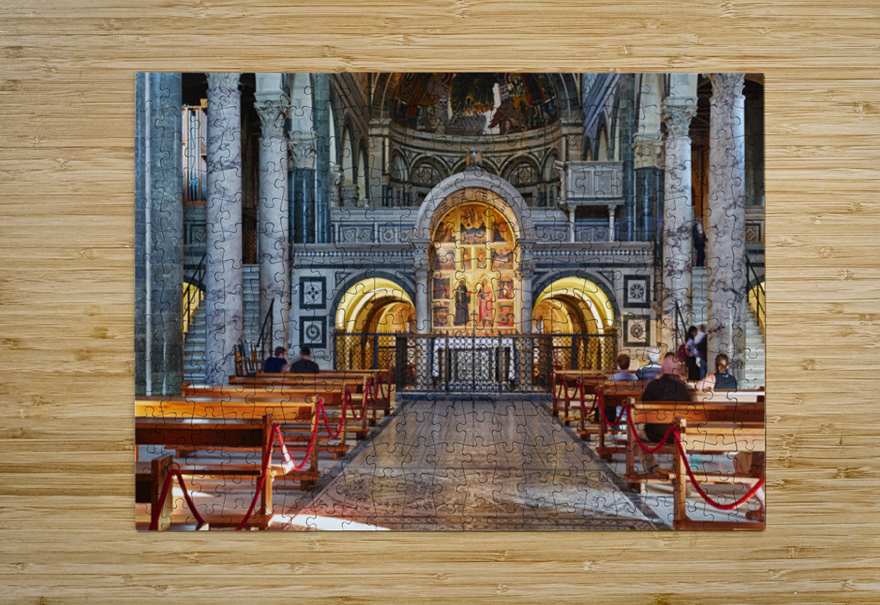 People walk inside basilica di san miniato in Florence Tuscany Marco Brivio Puzzle printing
