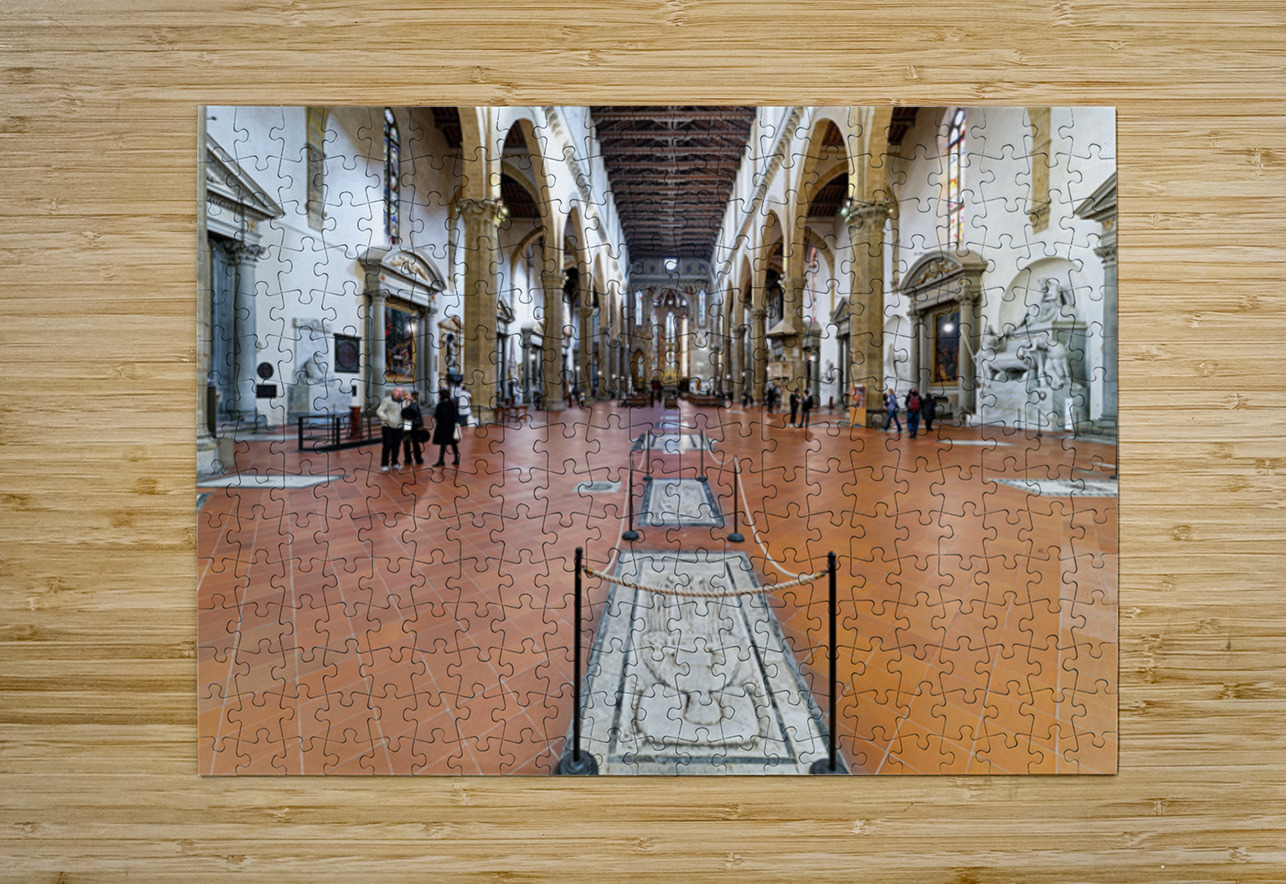 Visitors explore Basilica di Santa Croce in Florence Tuscany I Marco Brivio Puzzle printing