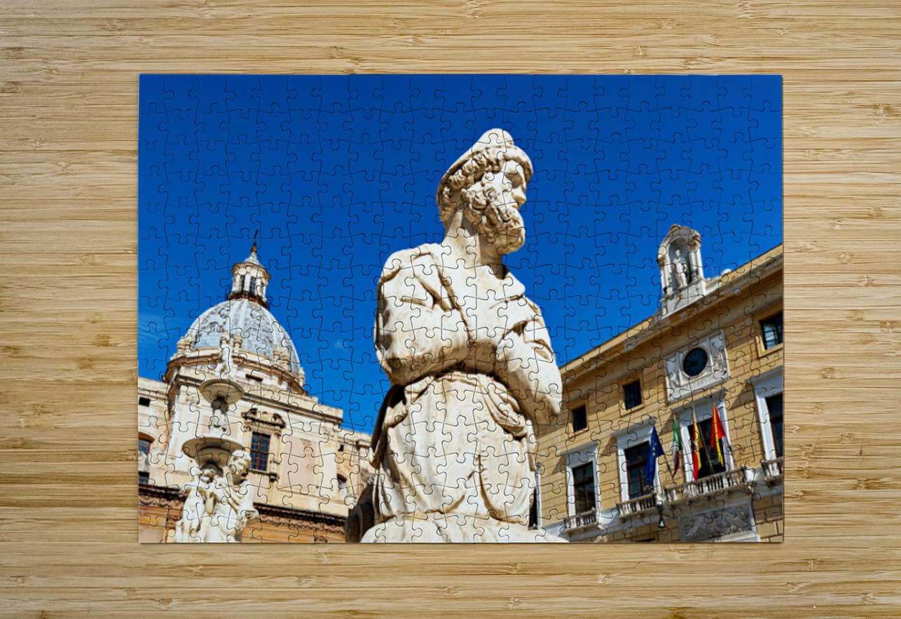 Fountain at Piazza Pretoria in Palermo displays many unique stat Marco Brivio Puzzle printing