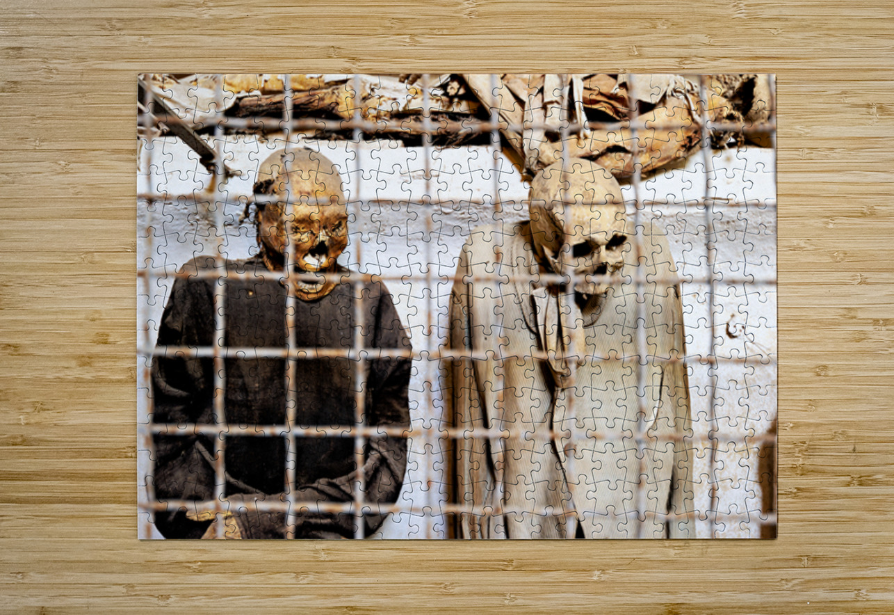 Visitors see mummies in Capuchin Catacombs in Palermo Sicily Marco Brivio Puzzle printing