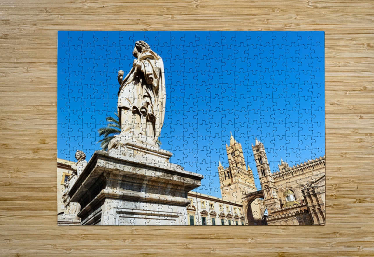 Palermo Cathedral shows statues under clear sky in Sicily Marco Brivio Puzzle printing