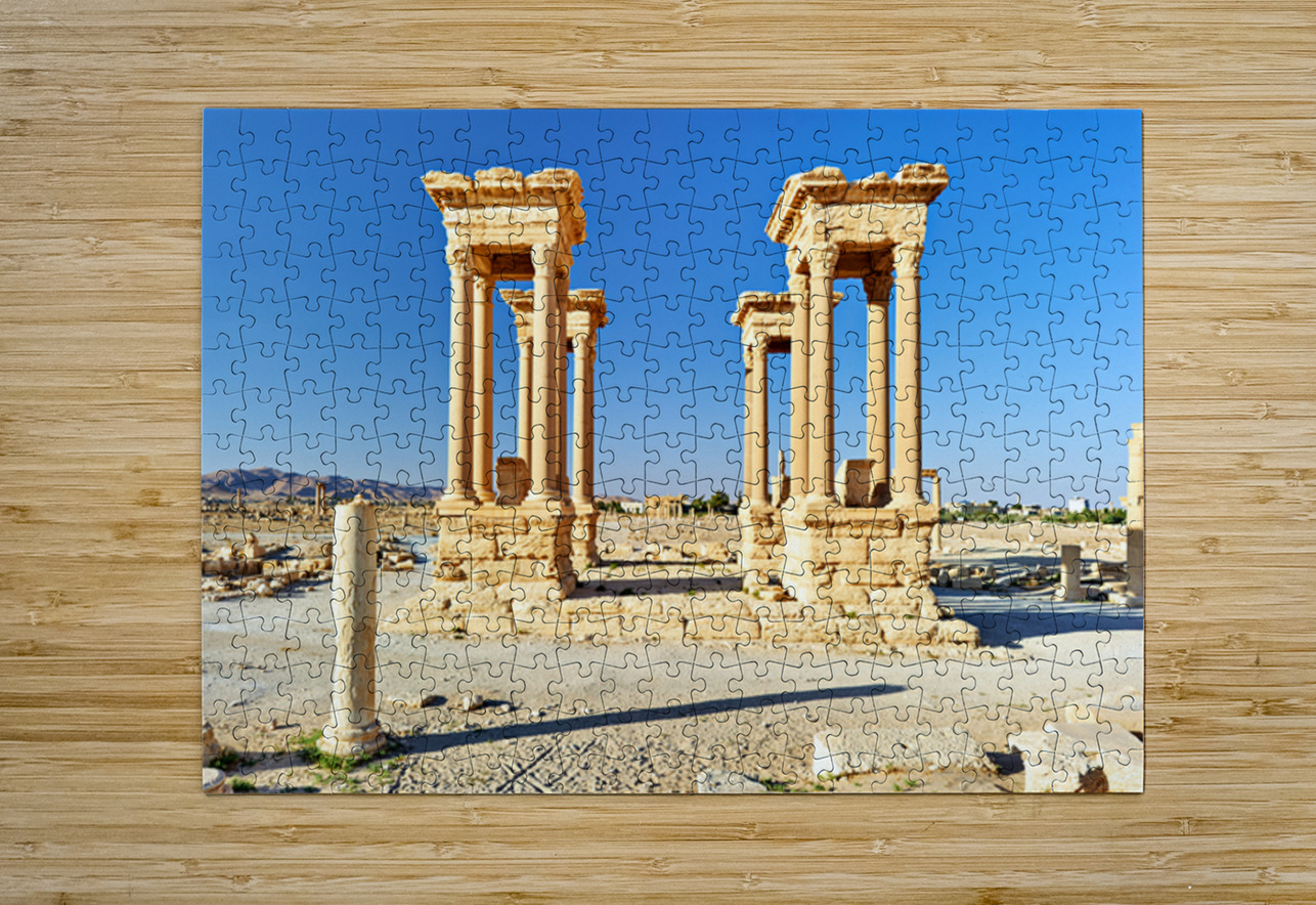Exploring the Tetrapylon at Palmyra in Syria during the day Marco Brivio Puzzle printing