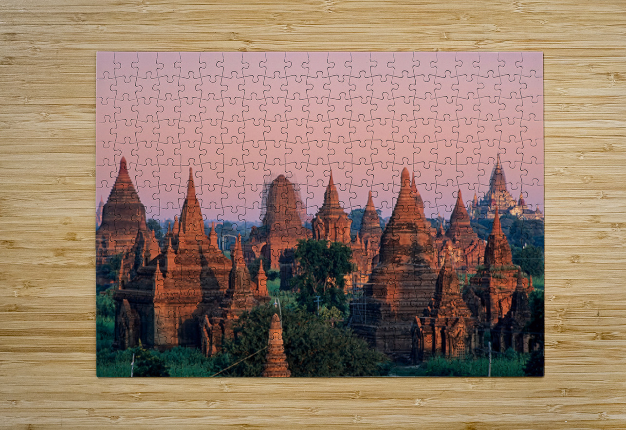 Temples in Bagan at dusk with a clear sky over Myanmar Marco Brivio Puzzle printing