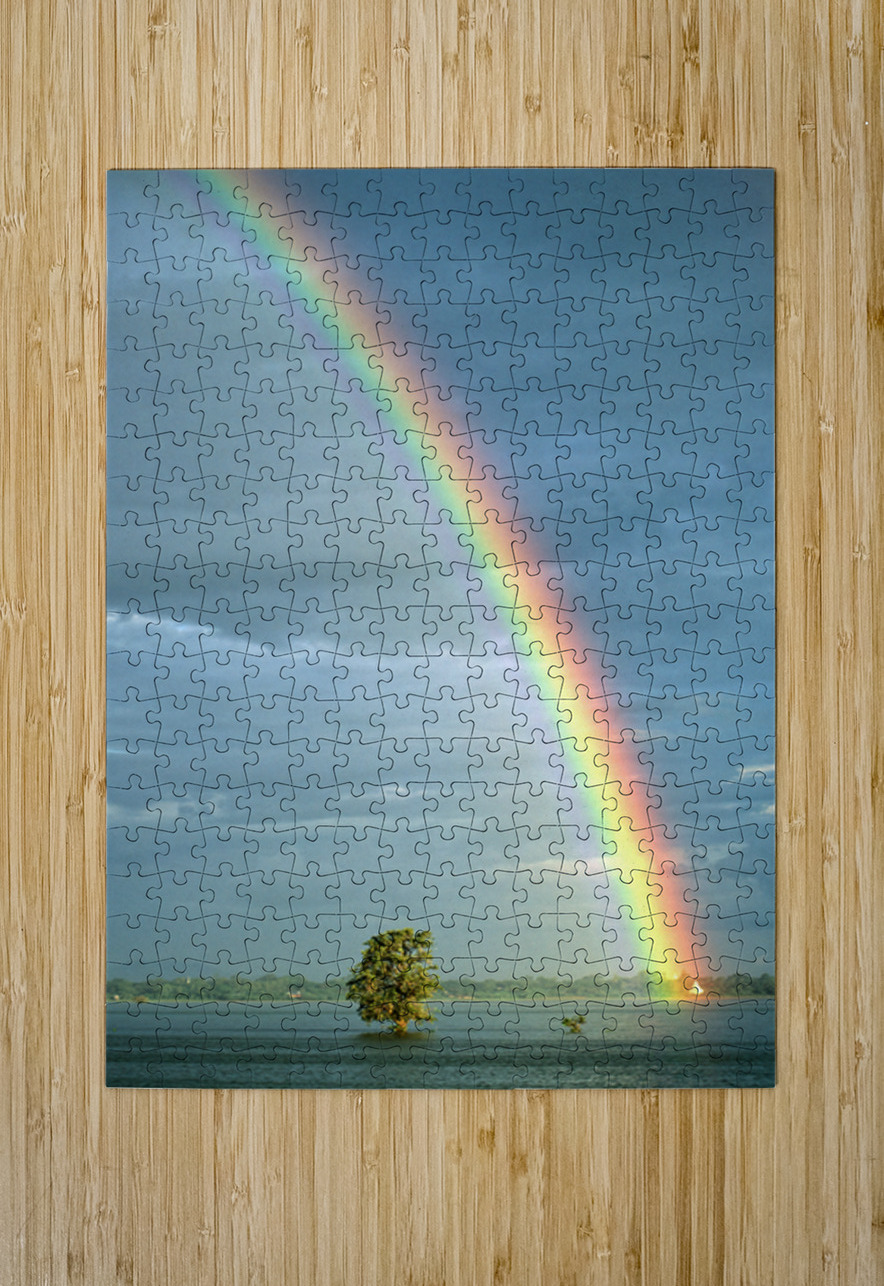 Rainbow shines over landscape in Myanmar after rainfall Marco Brivio Puzzle printing