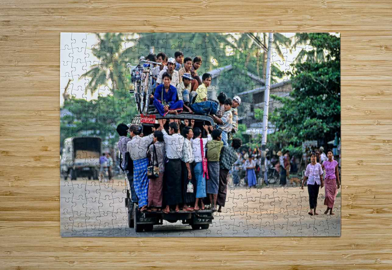 Busy transportation scene in Myanmar during the day Marco Brivio Puzzle printing