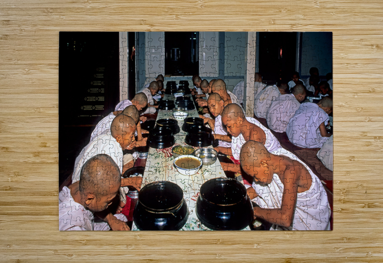 Monks having lunch in Mandalay during the day Marco Brivio Puzzle printing