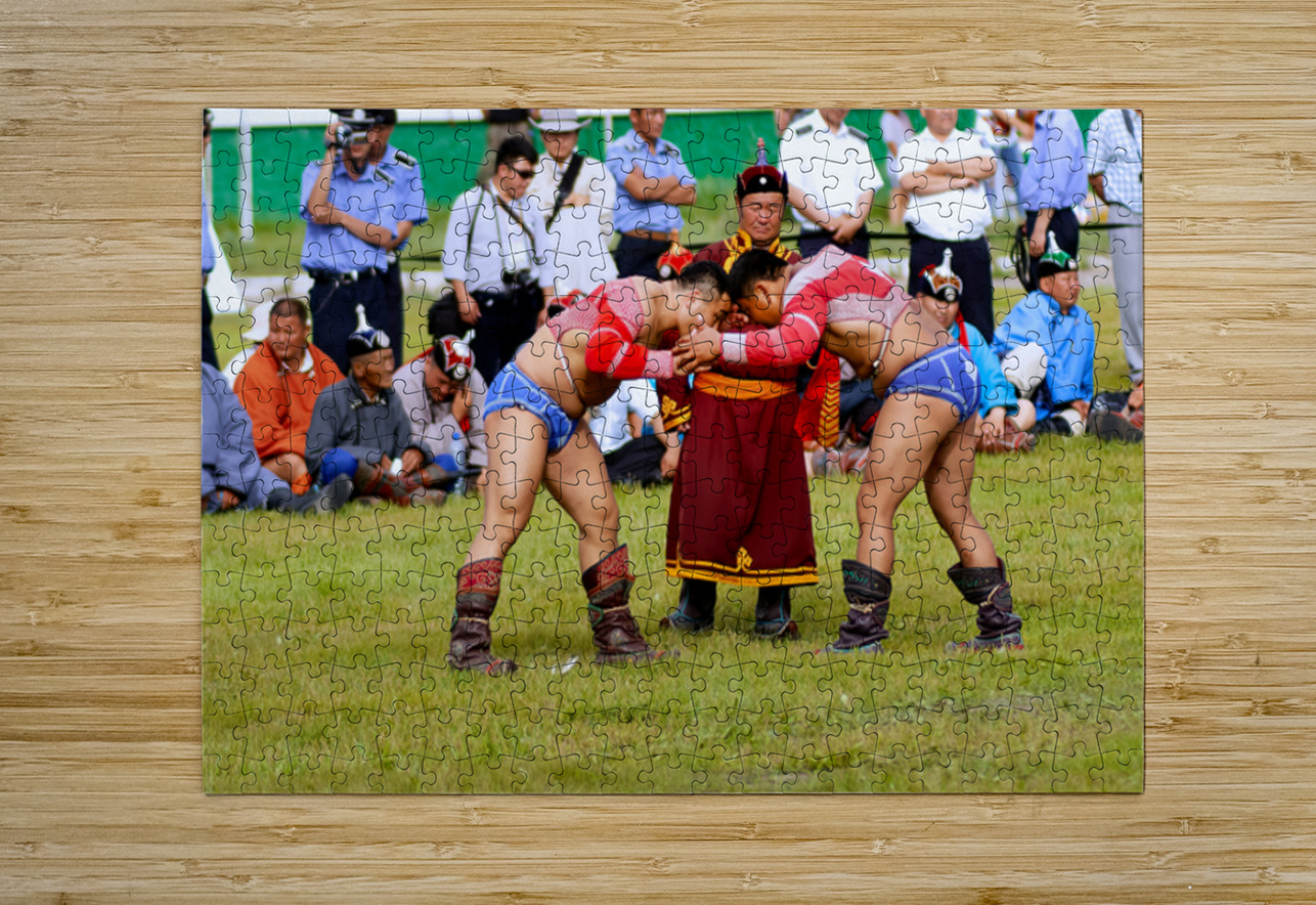 Wrestling matches take place during Naadam festival in Ulaanbaat Marco Brivio Puzzle printing