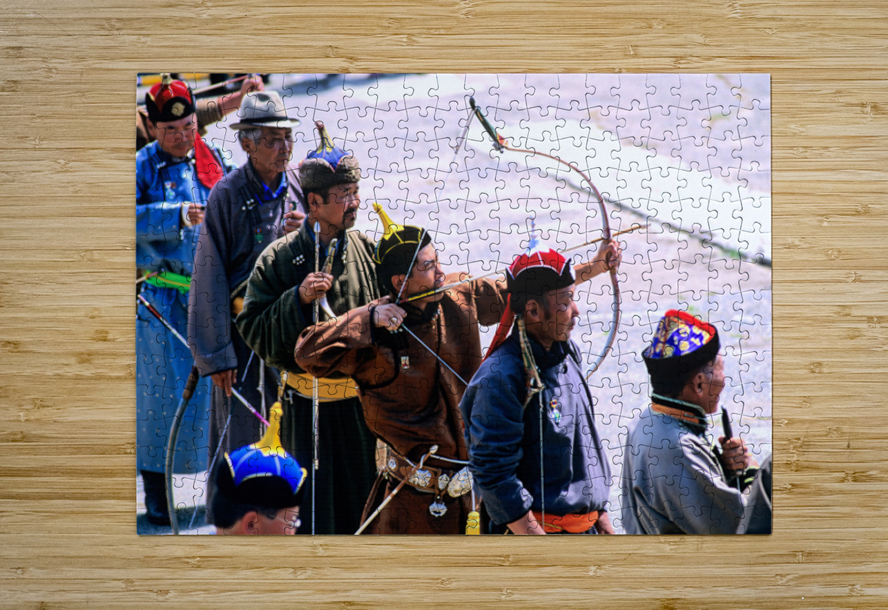 Archery competition during Naadam festival in Ulaanbaatar Mongo Marco Brivio Puzzle printing