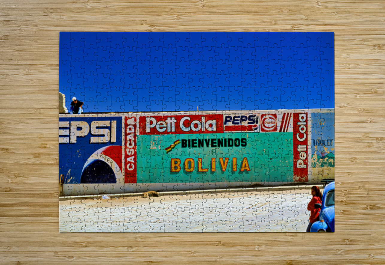 Welcome to Bolivia sign on a wall with old ads. Marco Brivio Puzzle printing