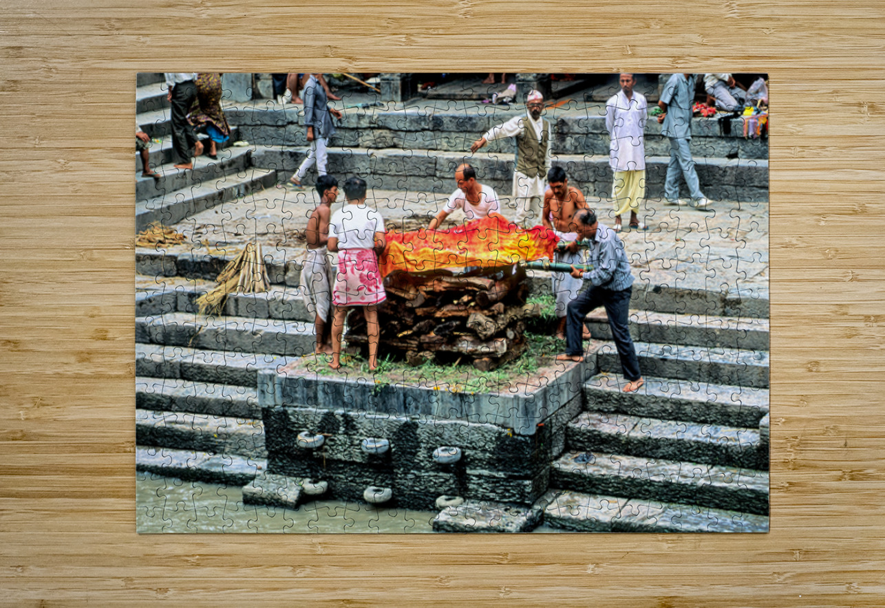 Cremation ceremony at Pashupatinath in Kathmandu Nepal Marco Brivio Puzzle printing