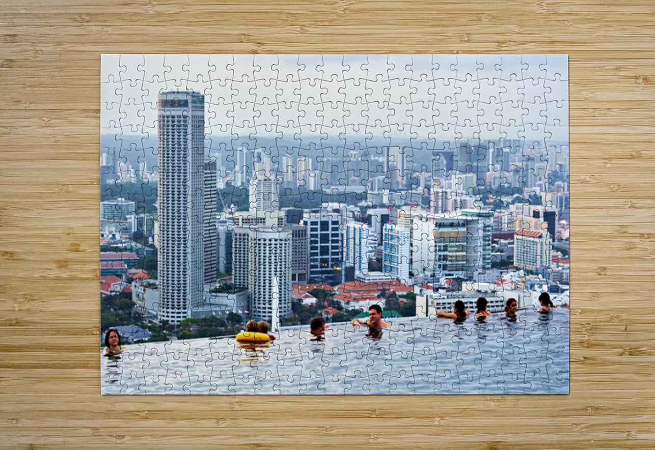 Visitors enjoy the Infinity Pool at Marina Bay Sands Marco Brivio Puzzle printing