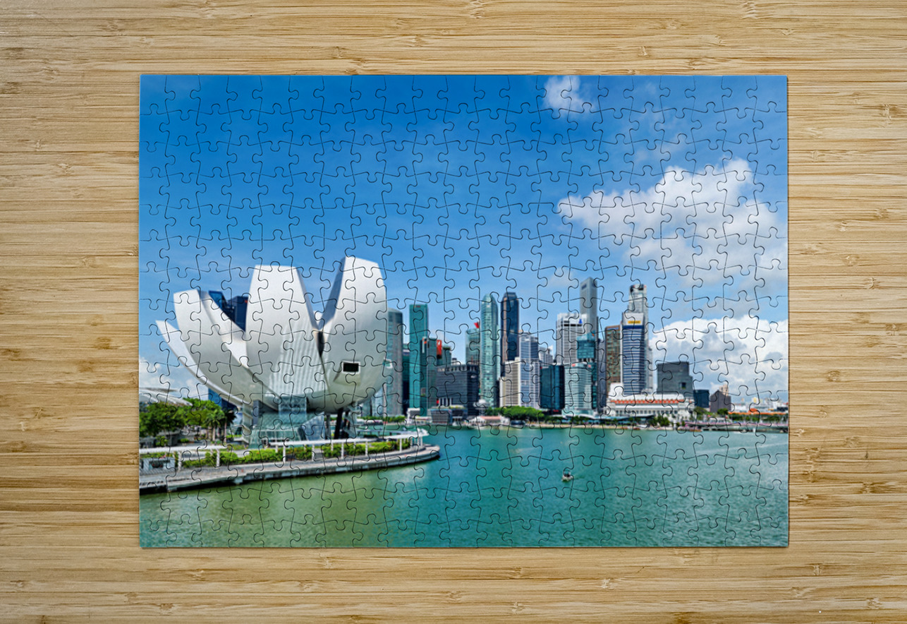 Visitors enjoy view of ArtScience Museum and city skyline in Sin Marco Brivio Puzzle printing