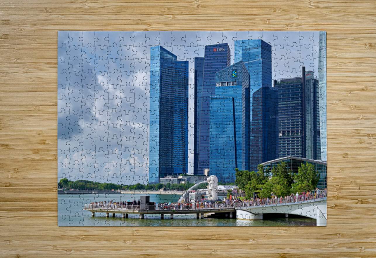 People are walking near a bridge in Singapores financial distri Marco Brivio Puzzle printing