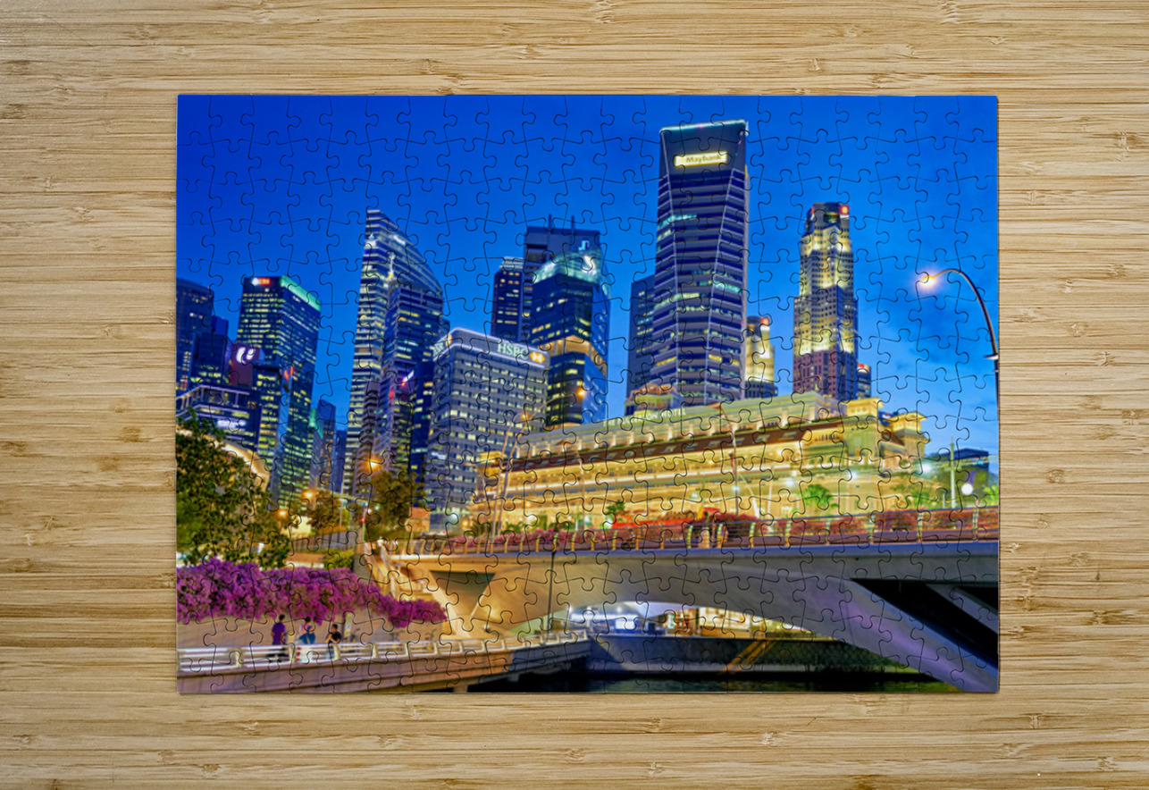 People walk by the waterfront in Marina Bay during sunset in Sin Marco Brivio Puzzle printing