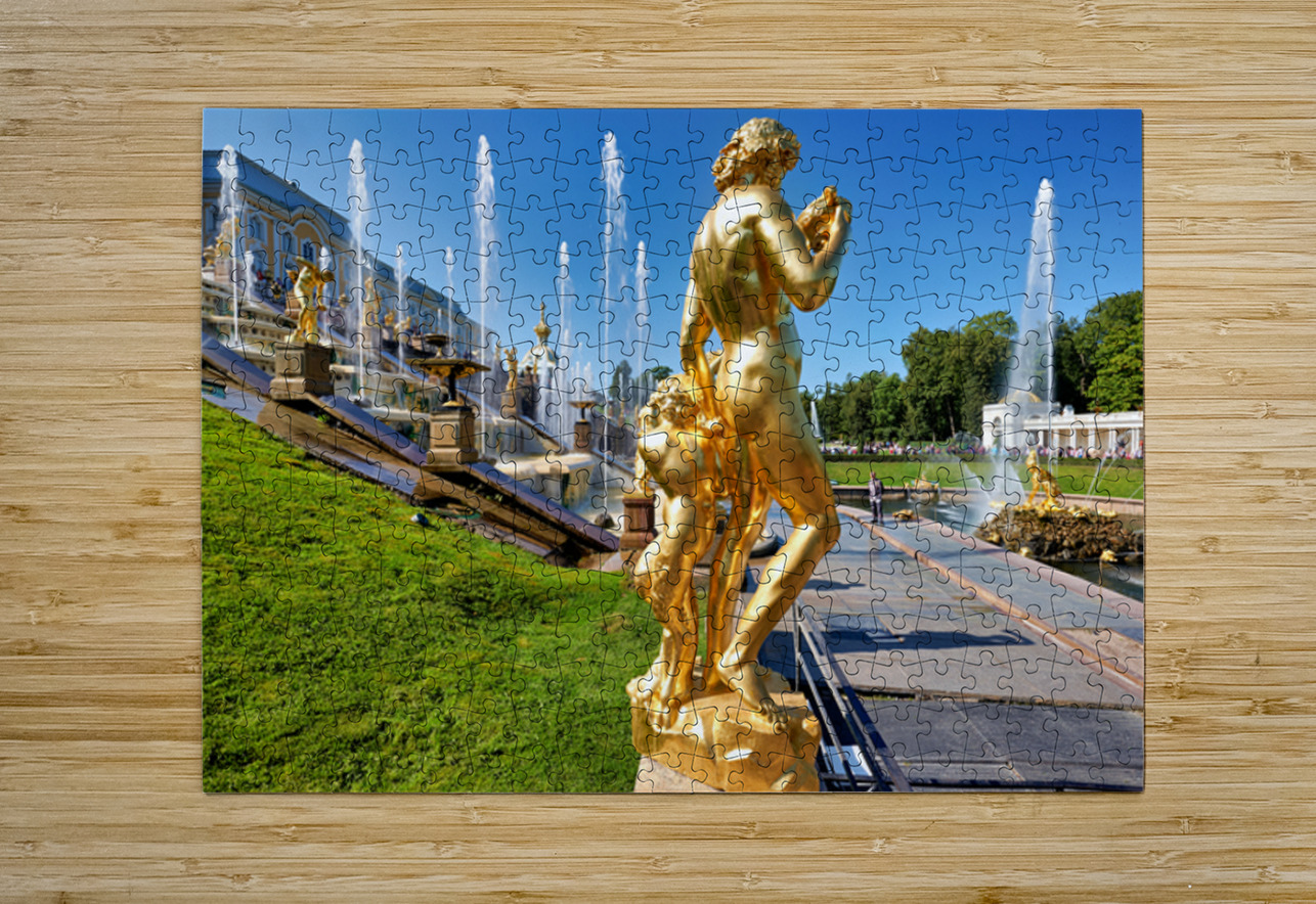 Golden statues at Peterhof Palace in St. Petersburg Russia Marco Brivio Puzzle printing