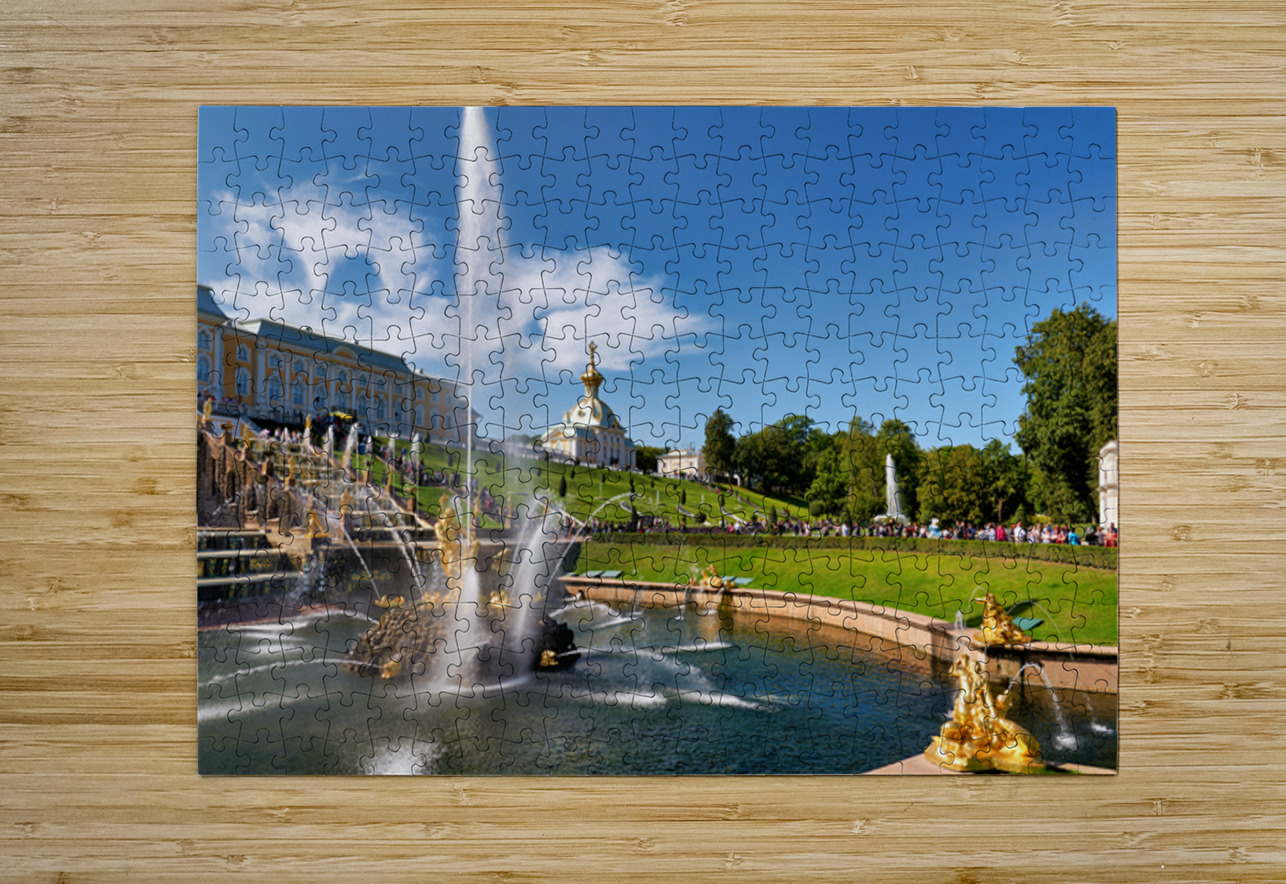 Visitors admire the fountains at Peterhof Palace Marco Brivio Puzzle printing