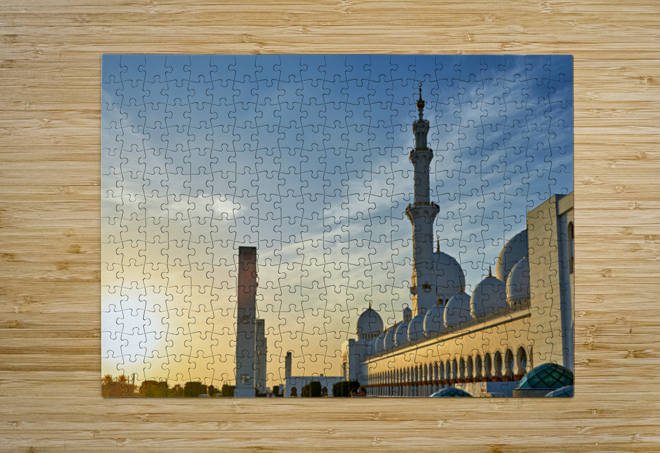 Visit to Sheikh Zayed Grand Mosque in Abu Dhabi at sunset Marco Brivio Puzzle printing