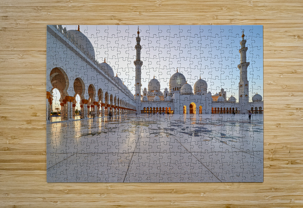 Visitors explore Sheikh Zayed Grand Mosque in Abu Dhabi Marco Brivio Puzzle printing